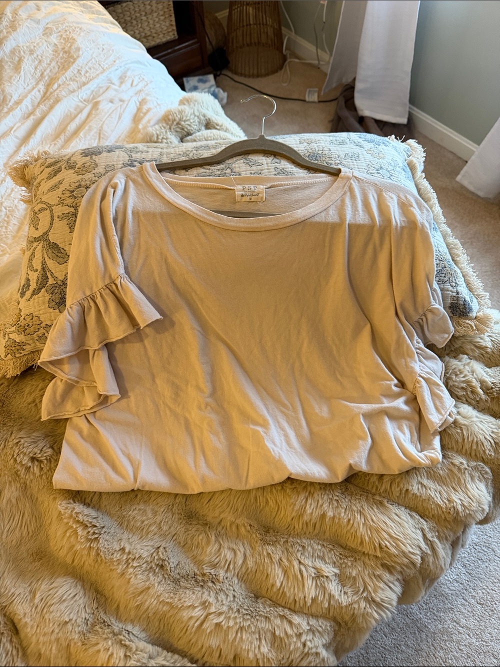 Project Social T Blush Tiered Ruffle Short Sleeve Tee